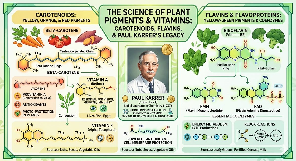 ThiRaj351283's tweet image. On This Day – Apr 21 🌿
Paul Karrer (b. 1889) uncovered plant pigments—carotenoids, flavins &amp;amp; vitamins A, B₂, E—earning the 1937 Nobel Prize. A breakthrough linking chemistry and nutrition.
#OnThisDay #Chemistry #Biochemistry #Vitamins #NobelPrize #ScienceHistory