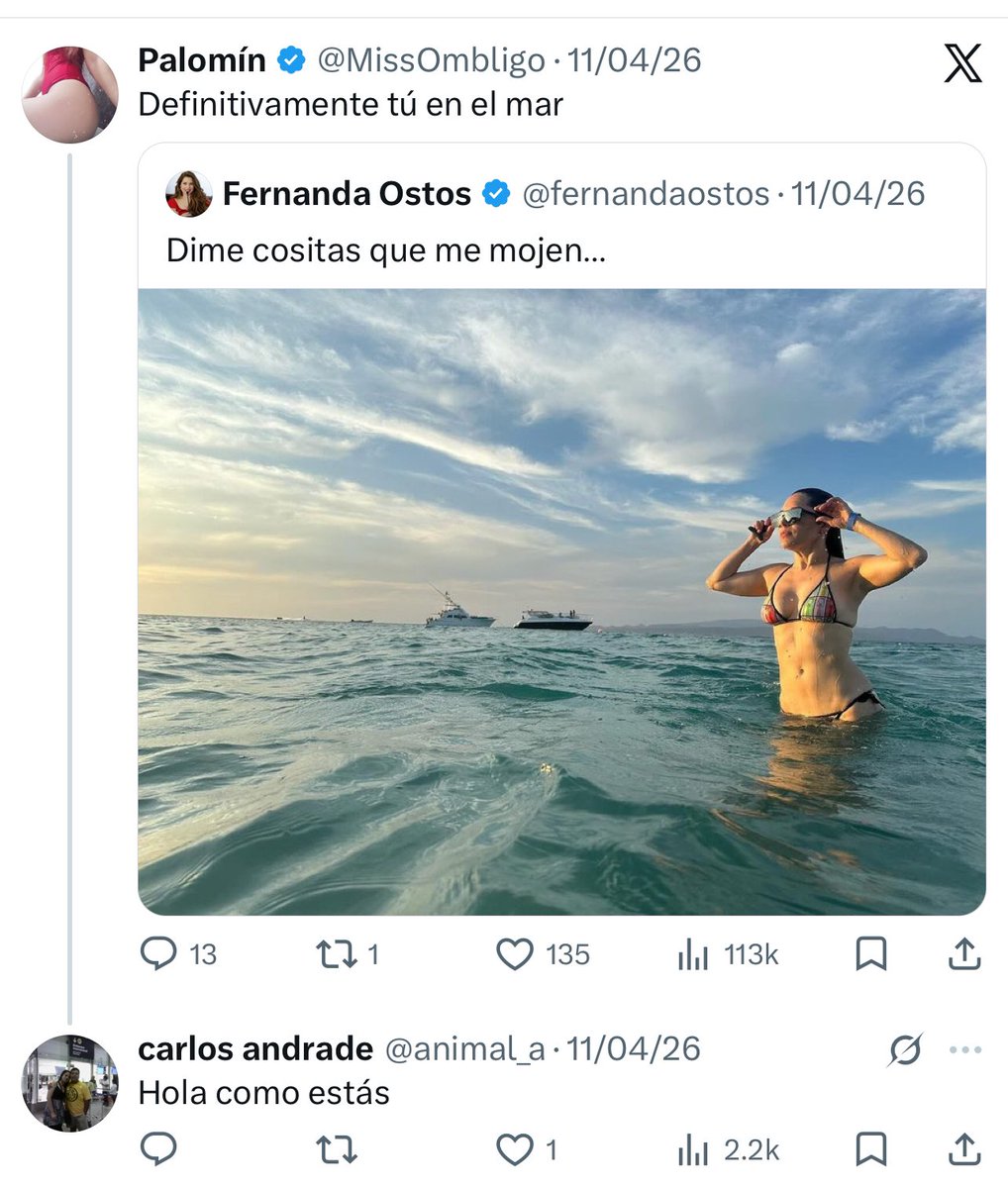 <a href="/animal_a/">carlos andrade</a> Yo no te mando mensajes, es más ni te conozco. Quien me sigue y me escribe eres tú.