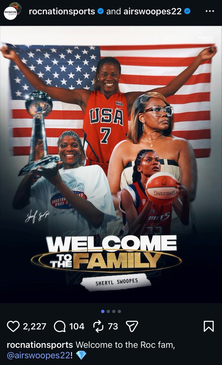 kmharris95's tweet image. Sheryl Swoopes 🤝🏾 Roc Nation Sports

A pioneer. A champion. A blueprint.

3x MVP. 4x Champion. Olympic gold. Changed the game on the court and beyond.

Congrats Legend 💎🏀
@RocNationSports @airswoopes22
