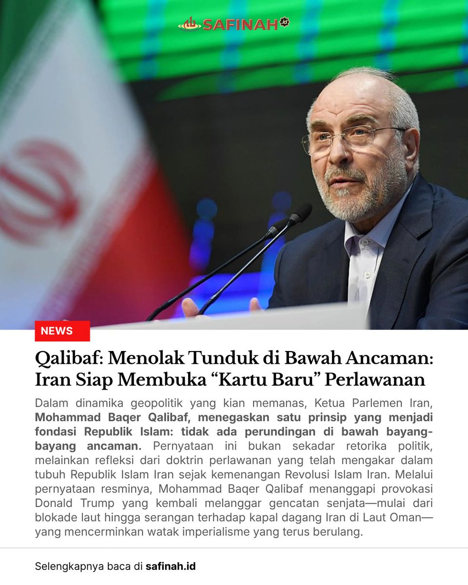 Qalibaf: Menolak Tunduk di Bawah Ancaman: Iran Siap Membuka “Kartu Baru” Perlawanan