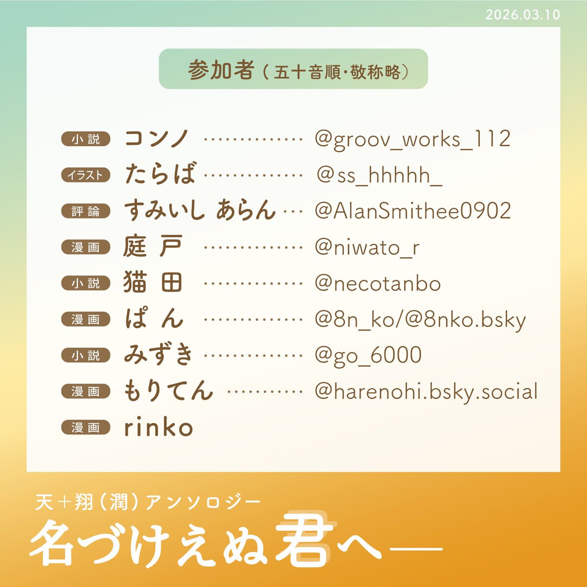 名づけえぬ君へ―【非公式アンソロジー】5月5日CITY東京 tweet media