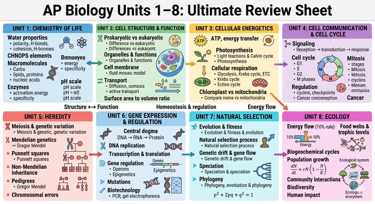 RinaEvelyn00's tweet image. AP Biology Review Note 
#AP #APbio #APbiology #bio #biology #APer #studytwt #fyp #studywithme