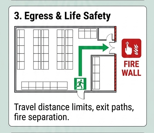 cad_measure's tweet image. Why does a "giant" warehouse need a permit for interior work? It’s not just red tape—it's IBC/NFPA safety. ✅ High-piled racking✅ ADA Office TIs ✅ Life Safety Egress ✅ Change of Use #Asbuilt #Warehouse #Permits