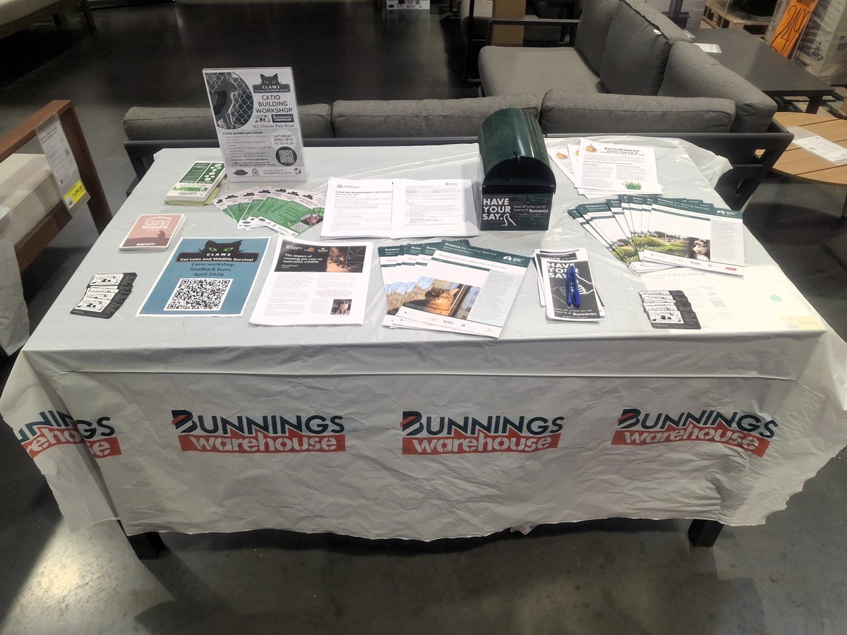 notoferalcats's tweet image. What a great Saturday with Albany Pet Structures and Bunnings Warehouse Australia (Albany) learning about the ins and outs of building a #catio for your pet #cat. Working to reduce roaming cats, keeping them safe at home.

#Responsiblepetownership #greatsouthernwa #petcats