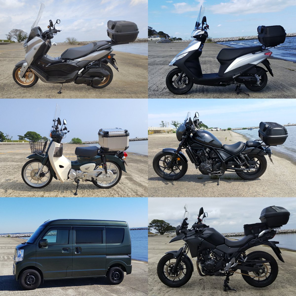gupimoto's tweet photo. 2017年以降に購入した車両を霞ヶ浦大山スロープの同場所で撮影した画像です。
左側の3台が現在保有している車両です。
#SG92J #JA59 #DA17V #DT11A #霞ヶ浦 #大山スロープ https://t.co/yUy0ykIcMp