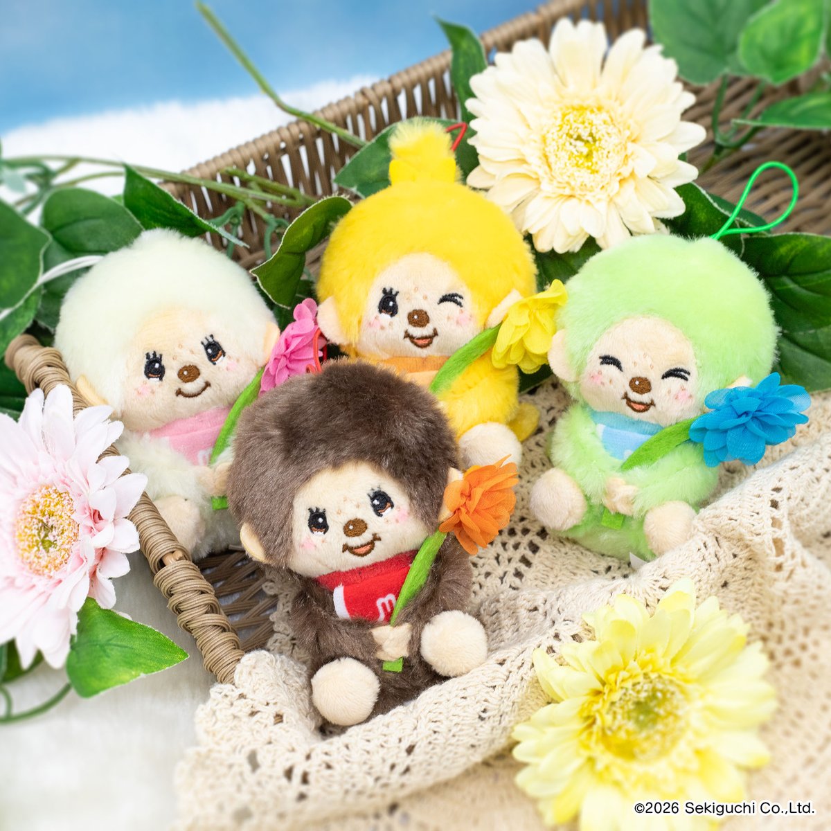 🤎4月発売商品🤎 【モンチッチ フラワーマスコット】 お花をもった