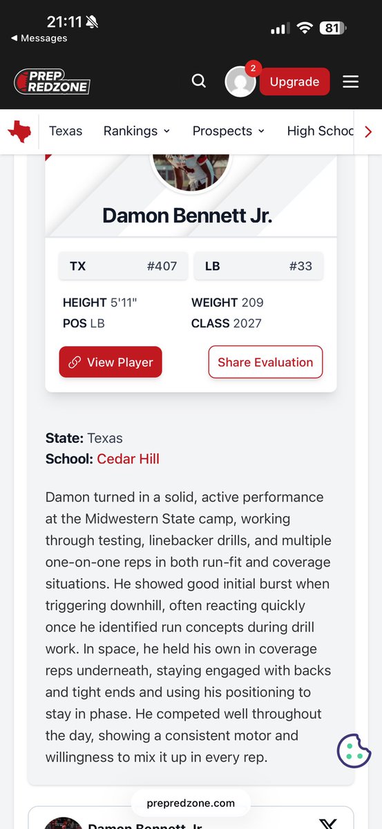 I appreciate the writeup(<a href="/iam_alinedouard/">Coach Alin Edouard</a>) at the <a href="/MSUTexasFB/">Midwestern State Football</a> camp this past weekend and the grind continues.

<a href="/PrepRedzoneTX/">Prep Redzone Texas</a>
<a href="/TXRecruits/">Texas Recruits</a> 
<a href="/247recruiting/">247Sports Recruiting</a> 
<a href="/Rivals/">Rivals</a> 
<a href="/TXTopTalent/">TX TOP TALENT</a> 
<a href="/On3/">On3</a>