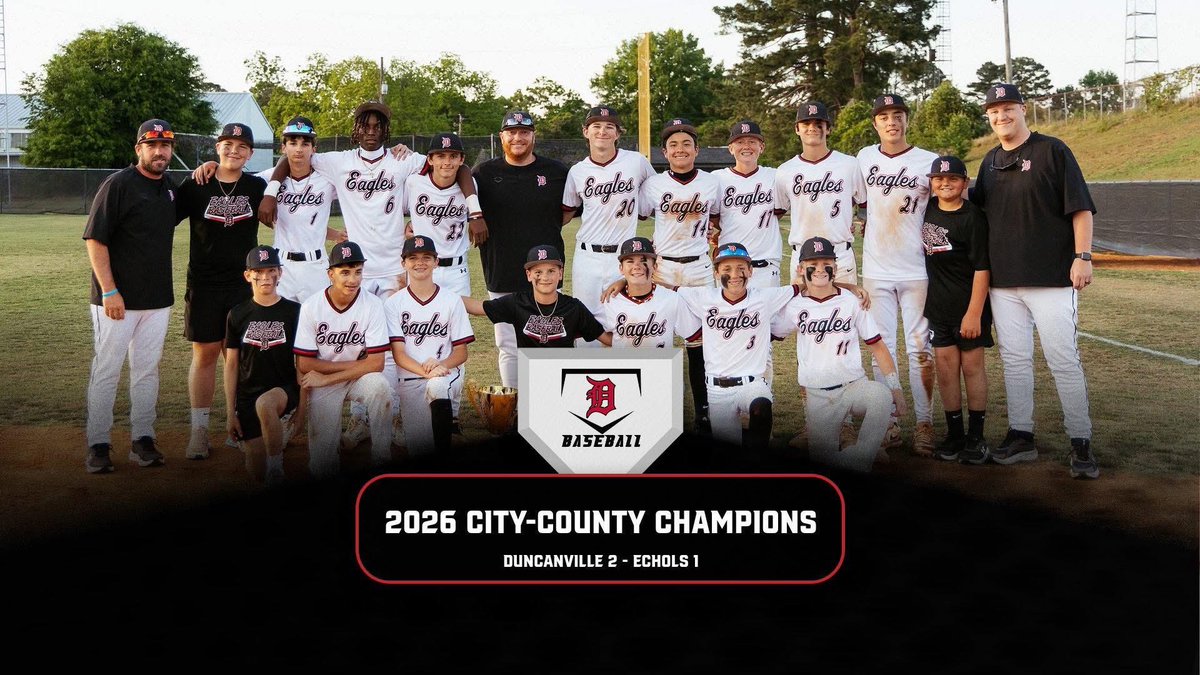 Baseball_Pats's tweet photo. Congratulations to Duncanville Middle School for winning the City/County Championship 2-1 over Echols Middle. #backtoback https://t.co/WyHTrdLZUy