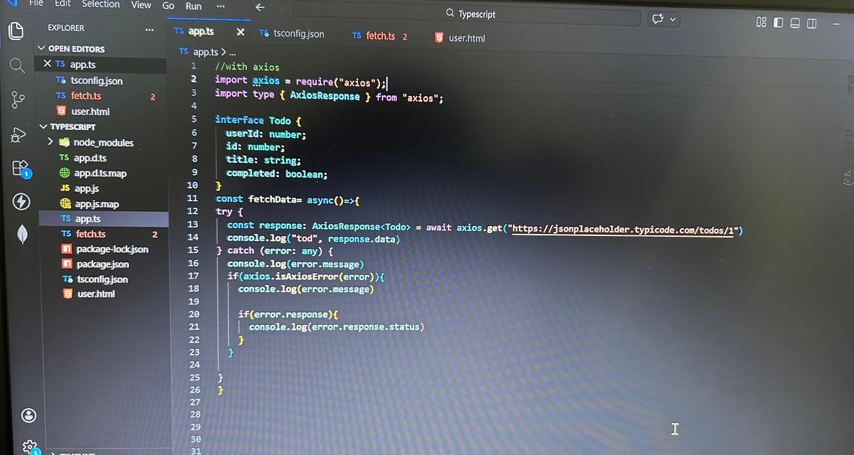 richa948's tweet photo. Day 2 of my 2nd #100DaysOfCode
Today’s learning:
• Type Declarations &amp; Declaration Files
• Web Requests basics
• Fetch API
• Typed Requests in TypeScript
Starting to understand how data flows between client &amp; server 🌐
#TypeScript #WebDev #FrontDev #LearnInPublic #CodingLife https://t.co/QIKfQf0lQq