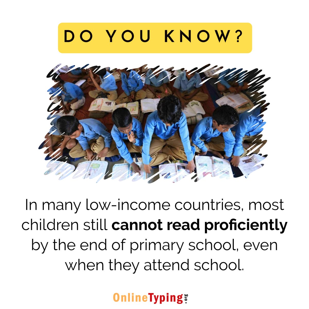 AnythingType's tweet image. In many low-income countries, most children still cannot read proficiently by the end of primary school, even when they attend school.
To learn touch typing visit: onlinetyping.org
#school #literacy #students #typing #keyboard #OnlineTyping #touchtyping #typingtutor