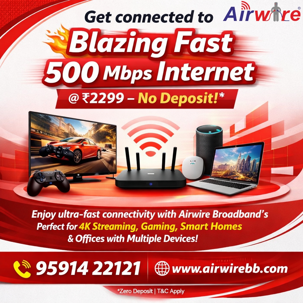 airwireweb's tweet image. 𝐏𝐨𝐰𝐞𝐫 𝐘𝐨𝐮𝐫 𝐇𝐨𝐦𝐞 𝐰𝐢𝐭𝐡 𝐇𝐢𝐠𝐡-𝐒𝐩𝐞𝐞𝐝 𝐈𝐧𝐭𝐞𝐫𝐧𝐞𝐭 
 Contact Us: 95914 22121 /  airwirebb.com
#AirwireBroadband #4KStreaming #SmartHome #HighSpeedInternet #UnlimitedInternet #WorkFromHome  #FastInternet #BroadbandPlans #StayConnected