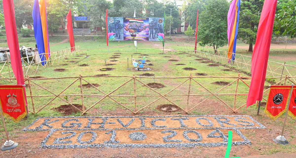204Cobra's tweet photo. On the anniversary of Operation Black Forest marking “The beginning of the end of Naxalism in India”, Commandants of 201 &amp; 204 CoBRA inaugurated “KGH Vatika” at CoBRA Complex by planting saplings, as a mark of respect and honour to bravehearts who fought with courage and valour. https://t.co/KQNCGzYzTe