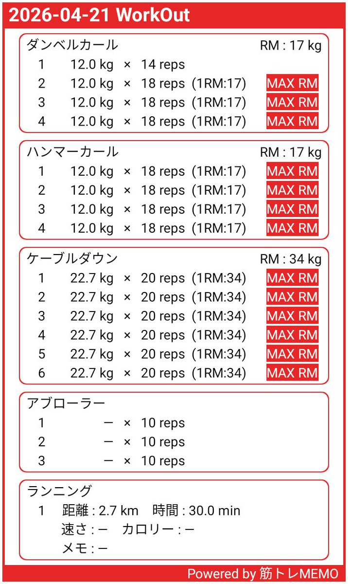 ジムトレ363日目

今日も気合い入った腕トレできました。良かった😙

#筋トレMEMO x.gd/Q7PW6