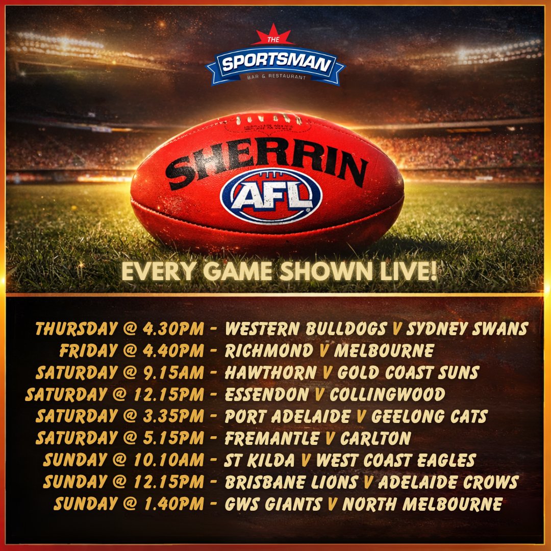 thesportsmanbkk's tweet image. AFL – AUSSIE RULES

#SportsmanBangkok #BangkokSportsBar #AussieRules #AFL2026 #Footy