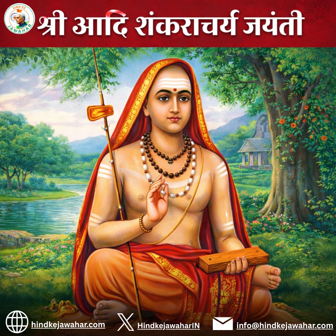 On the Jayanti of Jagadguru Shri Adi Shankaracharya Ji, countless salutations to the great philosopher and spiritual leader who illuminated the path of Advaita Vedanta. His teachings continue to guide humanity towards truth, unity, and self-realization.
#AdiShankaracharyaJayanti