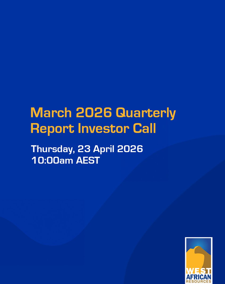 WAFresources's tweet photo. We will host an investor webinar and conference call on Thursday, 23 April 2026 at 10:00am AEST with $WAF Executive Chairman and CEO Richard Hyde to discuss the March 2026 quarterly report.

Full call details and register here: https://t.co/SxjFOjg9KC https://t.co/IjWV2uySX4