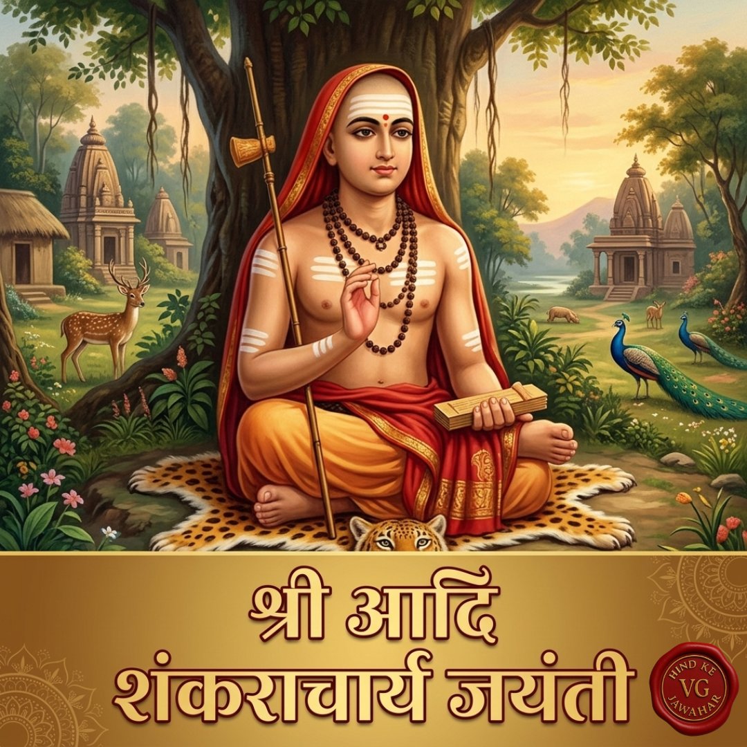 On the Jayanti of Jagadguru Shri Adi Shankaracharya Ji, countless salutations to the great philosopher and spiritual leader who illuminated the path of Advaita Vedanta. His teachings continue to guide humanity towards truth, unity, and self-realization.

#AdiShankaracharyaJayanti