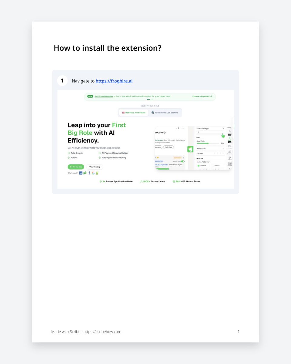 FrogHire_ai's tweet image. How to install FrogHire.ai extension?
#userguide #jobsearch #aitool #FrogHire