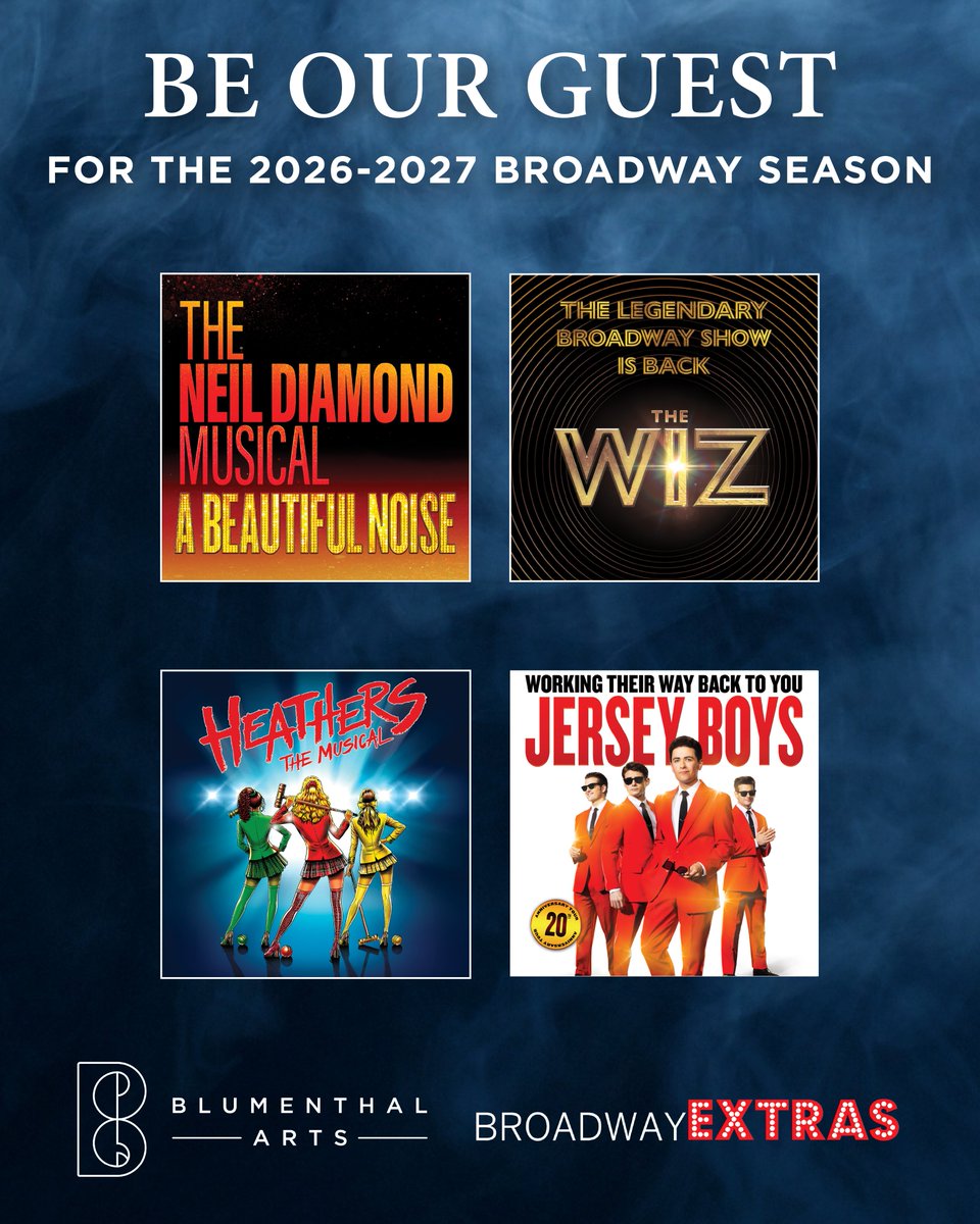 BlumenthalArts's tweet photo. BE OUR GUEST to our newly announced 2026-27 Broadway Season!🌹

The season is a standout mix of drama, romance, spectacle, comedy and theatrical magic! Highlights include the 40th anniversary return of Phantom of the Opera in a revitalized production featuring Maria Björnson’s original design; a new, reimagined production of Beauty and the Beast; the Charlotte premiere of Harry Potter and the Cursed Child; the regional premiere of Oh, Mary!; the Charlotte premiere of Peter Pan Goes Wrong, produced by Blumenthal Arts and staged exclusively in Charlotte; and Buena Vista Social Club, arriving in Charlotte following its Broadway run. The season also includes Dirty Dancing and Death Becomes Her, rounding out a lineup that blends returning favorites, fresh productions and major Broadway titles!

Blumenthal Arts will also present four Broadway Extras: A Beautiful Noise, The Wiz, Heathers and Jersey Boys!

Season subscriptions and renewals are available NOW! Visit: https://t.co/HhulRnbZdp