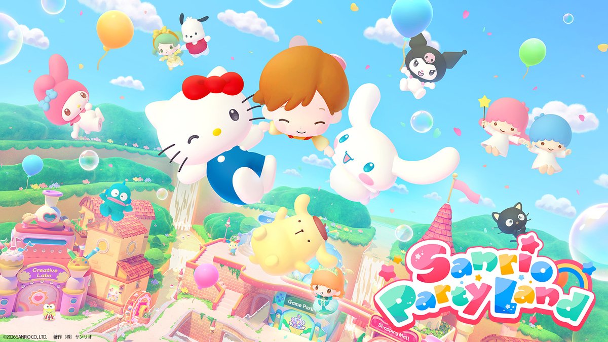 （2/2）
 「Sanrio Games」第1作目タイトル
「サンリオ パーティランド」の舞台は、
サンリオキャラクターが登場する街✨

ユーザーがオリジナルアバターを作成し、
キャラクターたちと一緒に
ミニゲームやボードゲームを楽しめる
パーティゲームです🎉
続報を、どうぞお楽しみに♪