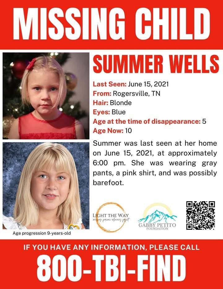 GabbyFind's tweet image. It’s #MissingPosterMonday and we need your help sharing #SummerWells’ flyer to help spread awareness! #Tennessee #MondayMotivation #Missing