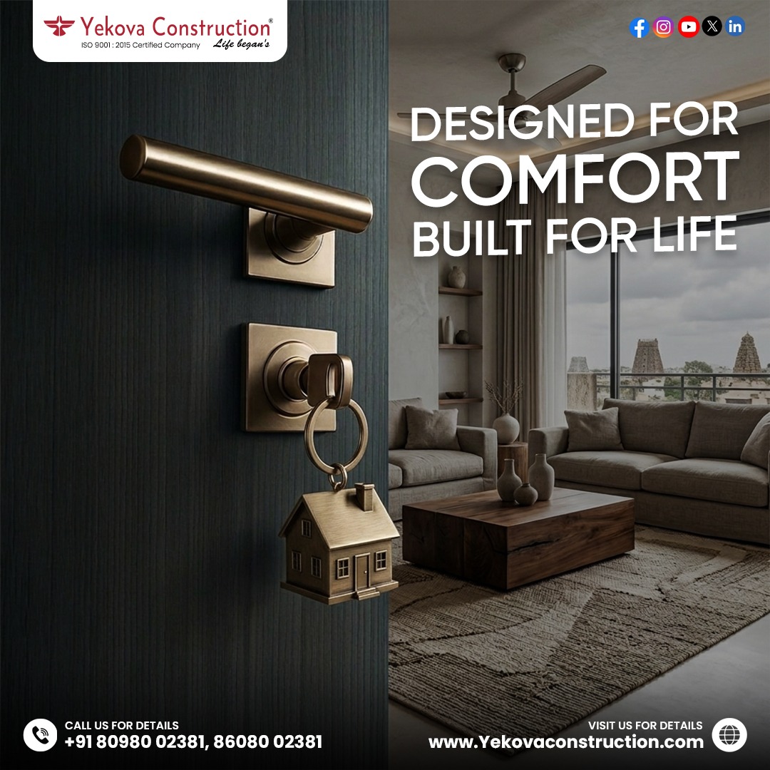 Yekovaproject's tweet image. Every home by Yekova Construction blends comfort with lasting quality.
Reach out to us!
📞+91-8608002381/+91-7550271038
📩 yekovaconstruction@gmail.com
🌐 yekovaconstruction.com
#constructionsites #lands #constructionworker #house