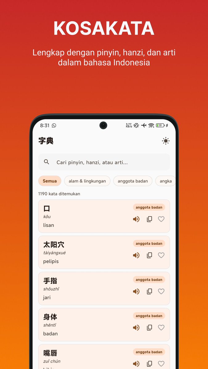 firmanvsly's tweet photo. yuk belajar bahasa mandarin pakai aplikasi Kamus Mandarin🤩fiturnya ada kosakata, percakapan, quiz dan offline ya😄download sekarang👉 https://t.co/62WhcPaAHO

#mandarin #kamus #kamusmandarin #bahasa #bahasamandarin #belajar #hanzi #pinyin #offline https://t.co/1L3D2N3aGK