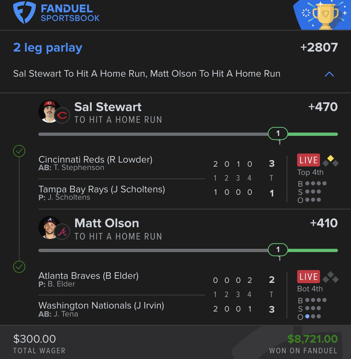 AllInAbe's tweet photo. $50,000 from 6 homers in 48 Hours!😨

✅ $200 into $13,400
✅ $300 into $11,400
✅ $300 into $8,700
✅ $300 into $6,500
✅ $300 into $6,400
✅ $300 into $6,000
… we doing this all season! 

($10) You Cant Miss Diner Tuesday: 
➡️ https://t.co/2R2iWw6Ef8 https://t.co/P24BNMzv2D