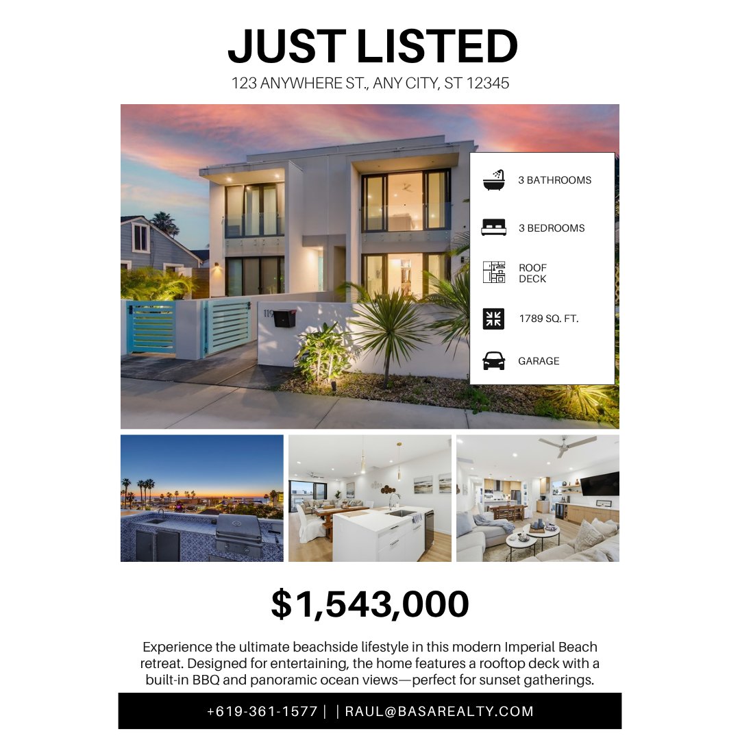 BounceSd's tweet photo. Experience the ultimate beachside lifestyle in this modern Imperial Beach retreat. Designed for entertaining, the home features a rooftop deck with a built-in BBQ and panoramic ocean views—perfect for sunset gatherings. https://t.co/0uZmkdRFQ1 https://t.co/lSrgqEhZm8