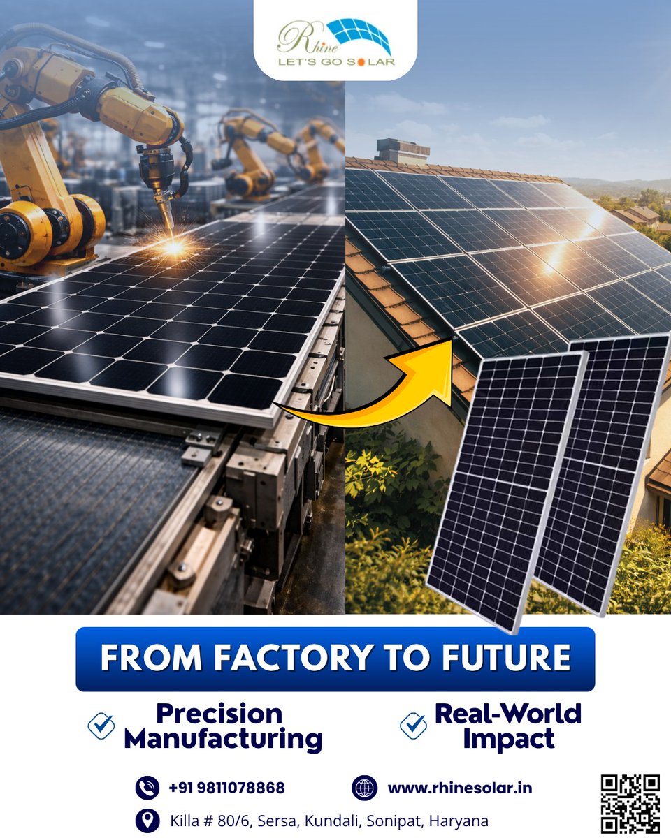 Rhine Solar: Built with Precision, Proven in Performance

📞 Contact Us: +91 98110 78868
🌐 Visit: rhinesolar.in
📍 Location: Killa No. 80/6, Janti Kalan Rd, Sersa, Kundli, Sonipat, Haryana

#RhineSolar #SolarEnergy #SolarPower #GoSolar #CleanEnergy #GreenEnergy