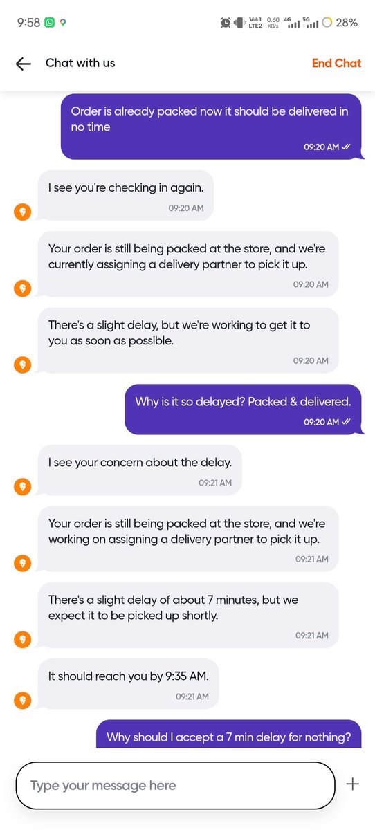 Middle_wings's tweet image. Hello @harshamjty @swiggy @instamart_it, I have placed my order at 9:11 am. and it's been almost 1 hour, however yet not delivered. Why was it accepted if it would not be delivered?

Kindly deliver my order immediately.

@jagograhakjago #India #Instamart #Swiggy #NarendraModi