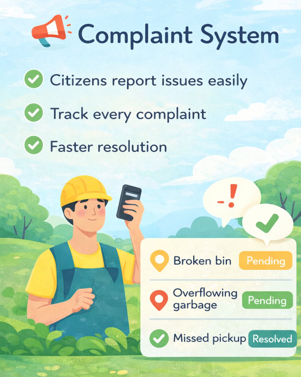 DVertex247's tweet image. From real-time GPS tracking to complaint management, workforce monitoring, and powerful analytics — every system plays a role in creating cleaner, more efficient cities.

#SmartCity #WasteManagement #SaaS #UrbanTech #DigitalIndia #SmartGovernance