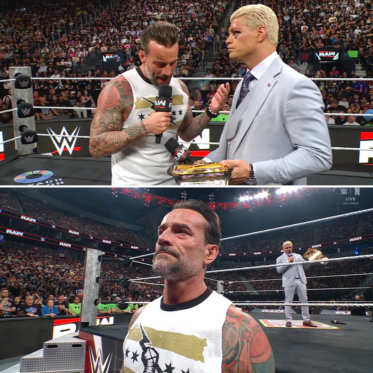 onlylukaWfans's tweet image. #CMPUNK y #COdryRhodes tienen una onversación... pero lo principal es que CODY está pra cuando PUNK quiera una oportunidad titular... feudo a futuro #wweraw