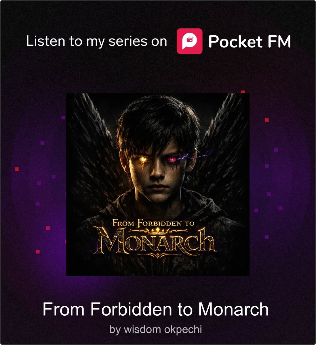 WisdomOkpechi's tweet photo. Hey! Great news... my series, From Forbidden to Monarch, is now LIVE on the Pocket FM app
De world is no longer divided by nations—but  power, among them came a forbidden seed. Listen to know hw Elias will turn de table around.

Check out my series now 👉 https://t.co/QJ5gDXrEmH https://t.co/jpIXjFgiAO