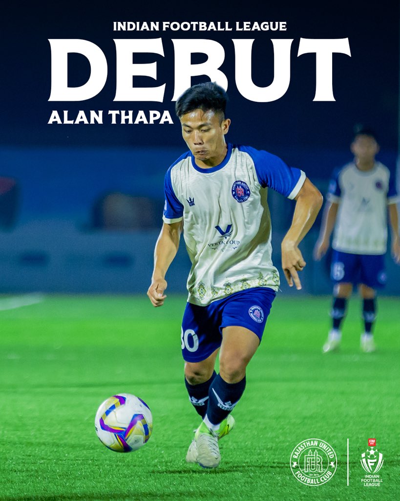 RajasthanUnited's tweet image. When the moment calls, destiny answers ⚡
𝐀𝐥𝐚𝐧 𝐓𝐡𝐚𝐩𝐚 steps up and ignites his debut in the Indian Football League ⚽🔥

#debut #desertwarriors #IFL26debut #RUFC