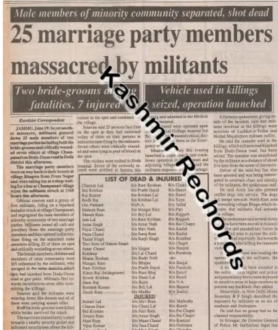 Kashmir_Rec's tweet image. From #Jammu division faith driven massacres of 1990s &amp;amp; 2000s to #Pahalgam massacre of 2025  in #Kashmir. Read Here: kashmir-rechords.com/from-prankote-…