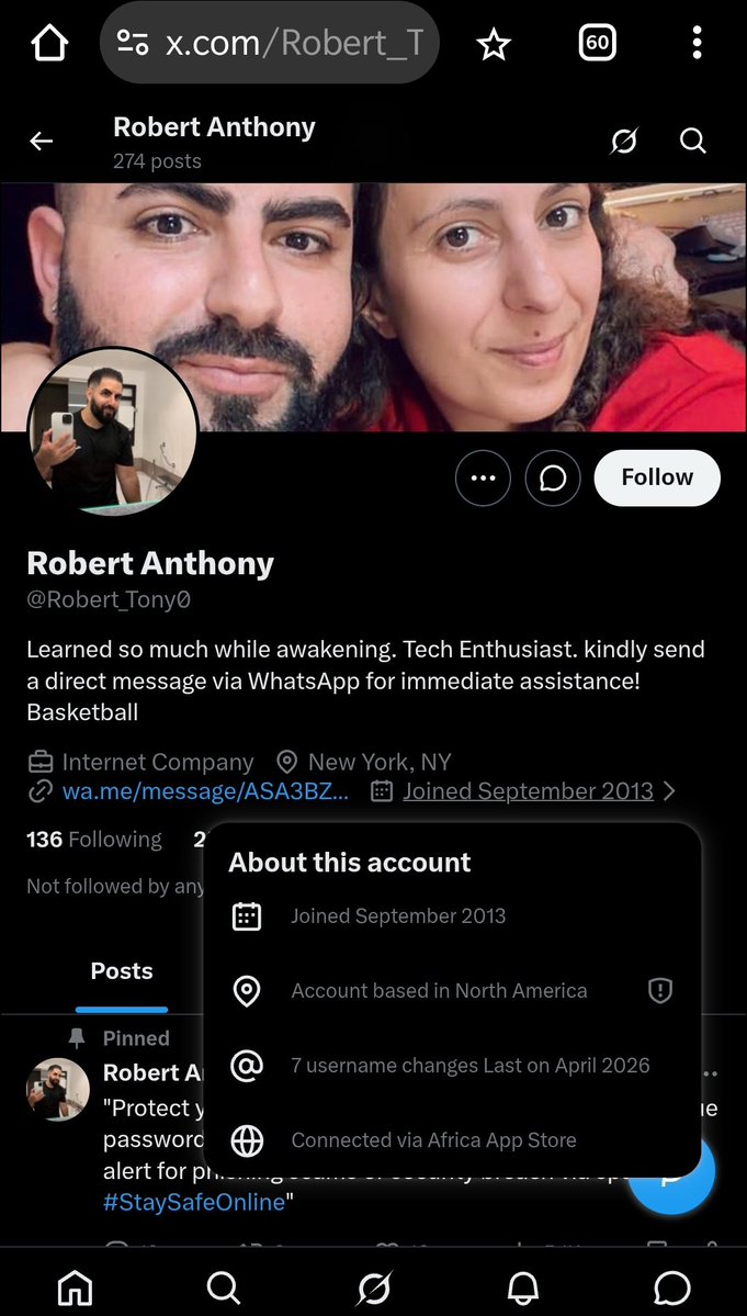 Scammer_Joker's tweet image. Can you Privacy/Spam Report/Repost/Block this African Tech/Account Scammer. It has helper accounts recommending it, has come back from suspension. Pictures and Posts stolen from IG account peterpandev
Acct Robert_Tony0
x.com/i/user/1851980…
Thanks
#Scammer