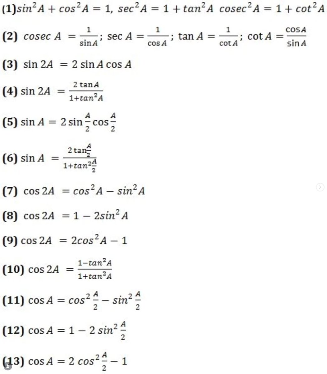 SolvingForZ's tweet photo. Trigonometry Formulas 👈

#math #mathslover #mathematics #trigonometryformulas #mathexam https://t.co/WiNZ4z9hsr
