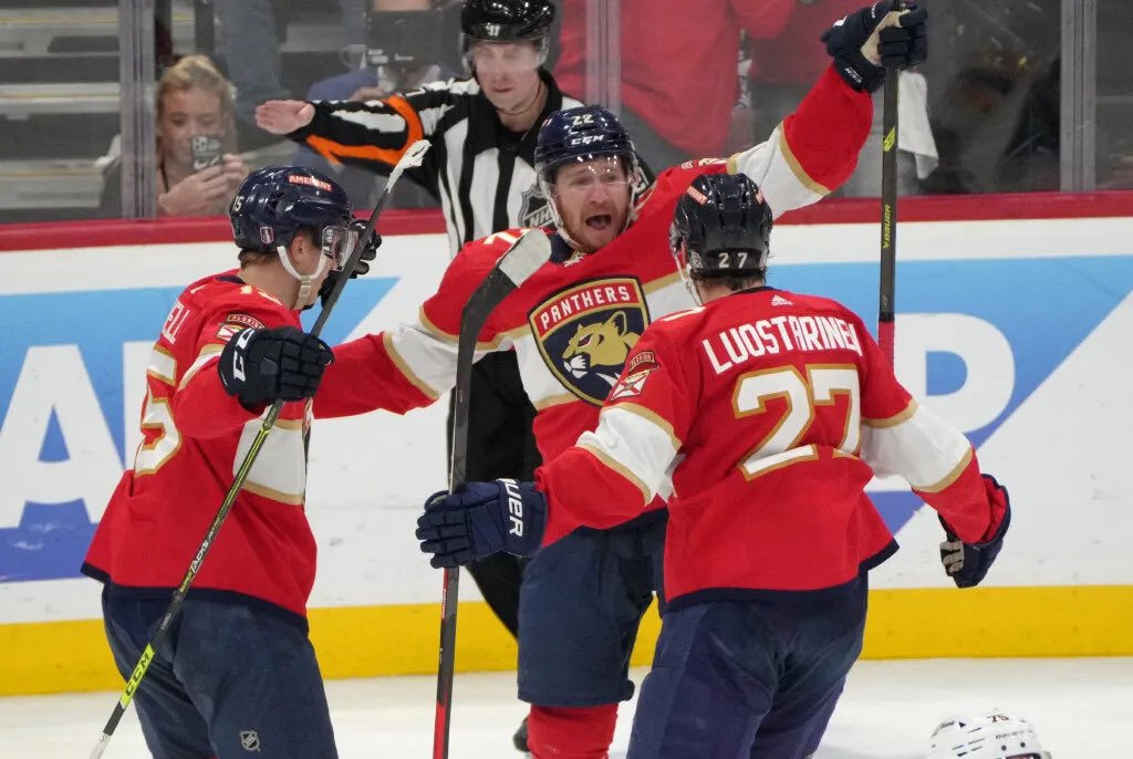 LO_FLAPanthers's tweet image. On this day in @FlaCatsHistory:

4/28/23: Game 6 round one vs. Boston. A back and forth affair, but the Cats prevailed. Winning 7-5. Unlikely goal scorer in Zac Dalpe, and Sam Reinhart’s pinball ENG off the boards to ice it. Cats forced game a game 7 in Boston.

#TimeToHunt