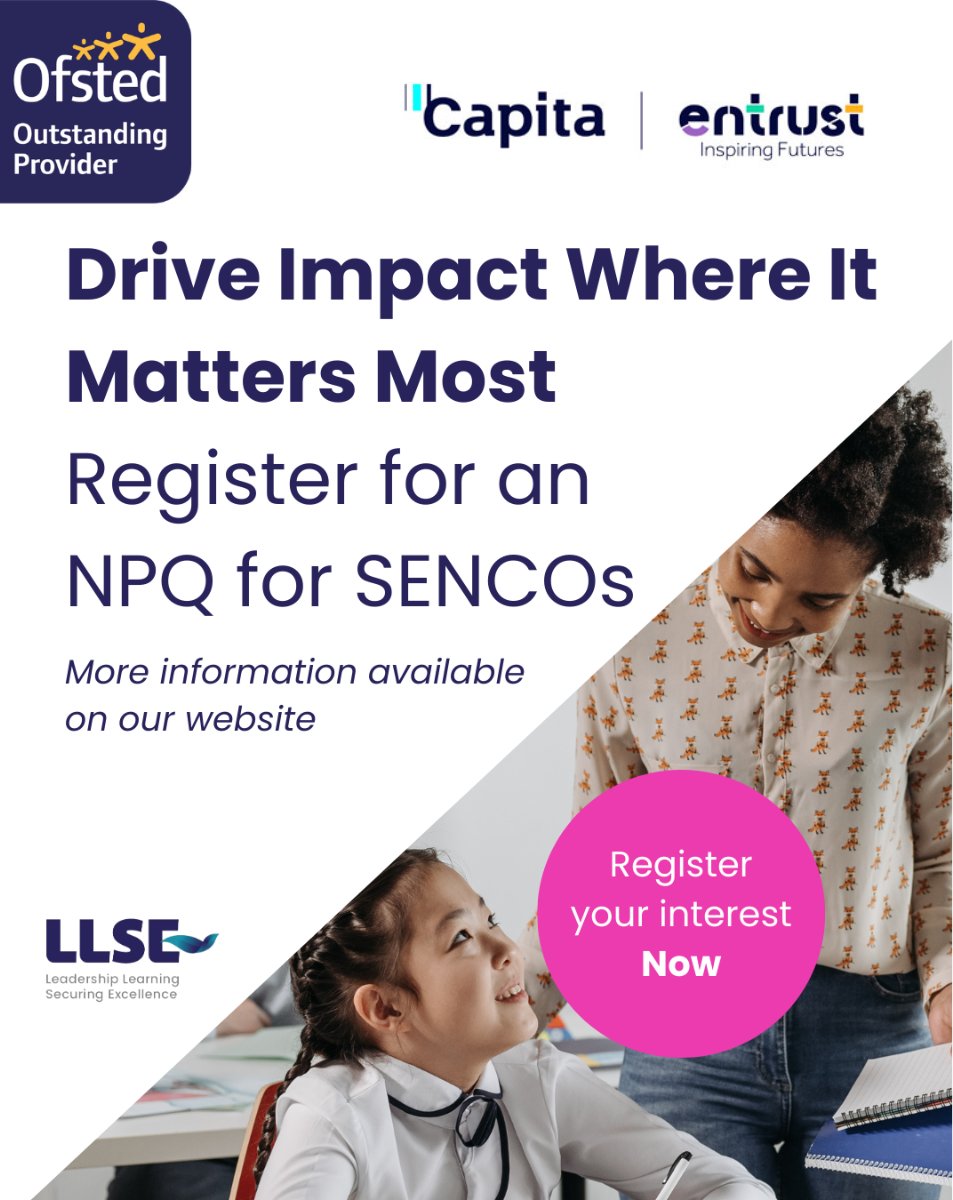 EntrustEDU's tweet photo. Are you a new, existing or aspiring SENCO, or keen to understand what underpins successful SEND leadership? 👉 https://t.co/XeTnqLIyHa

#SENCO #SENDLeadership #NPQ https://t.co/NxlyYrelIM