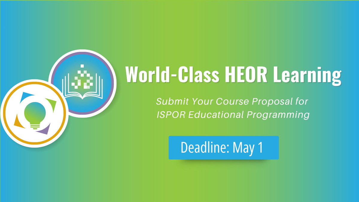 ISPORorg's tweet image. Final call: Submit your ISPOR education course proposal and help shape the future of #HEOR education. Topics include #HealthEquity, #WholeHealth, #AI, and #DigitalHealth. 

🗓️ Deadline: May 1 

Learn more: ow.ly/PuFt50YO3y0