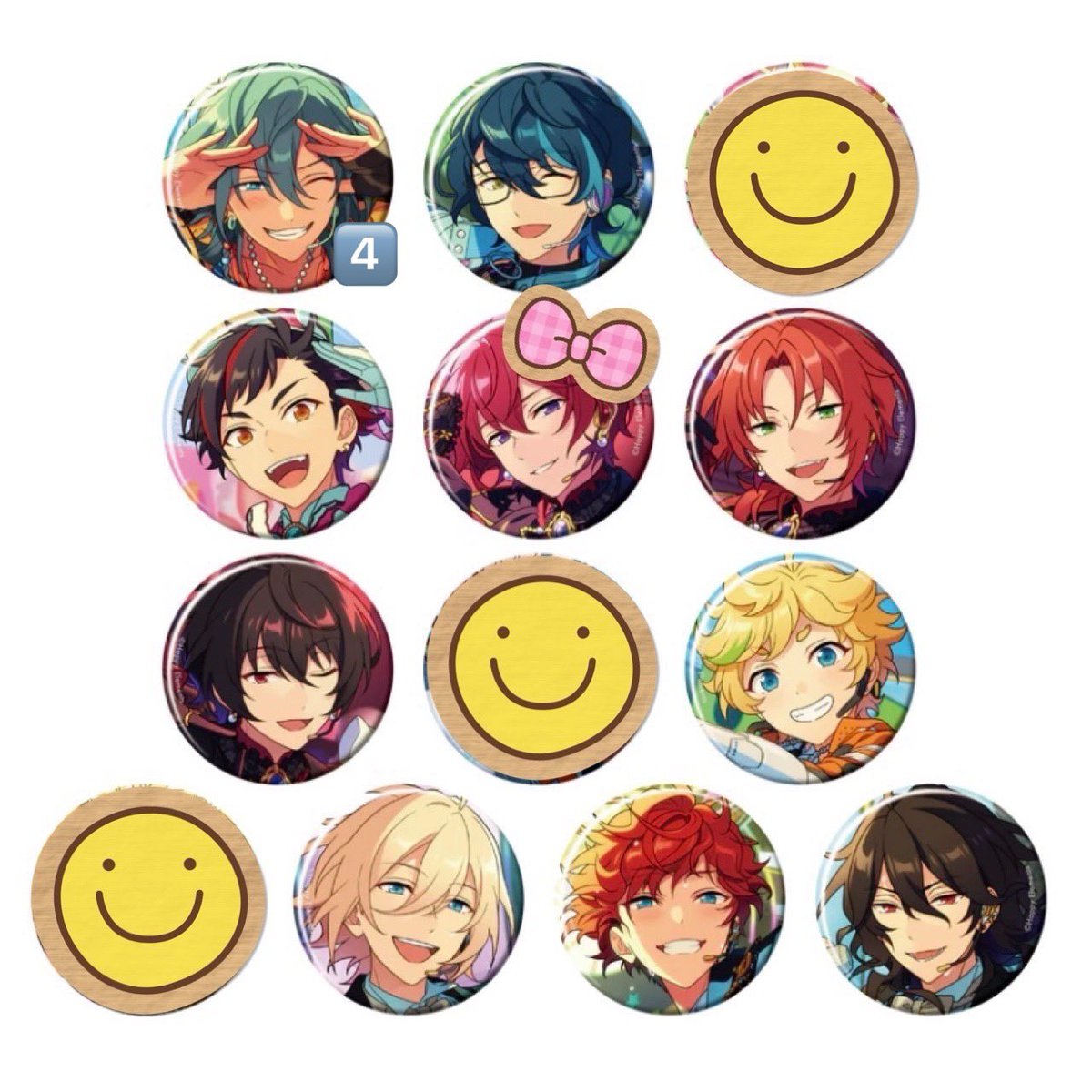 m___i0ui's tweet photo. ［交換・譲渡］あんスタ コレクション缶バッジ コレ缶 2026 Apr idol 

譲渡/ニキ4、つむぎ、鉄虎、レオ、凛月、宙、英智、一彩、零
求/司>>定価

i10box予約予定
☆4⇔☆5比率違いも可能。
譲渡の場合はお時間いただきます。
都内手渡しのみ。検索からもお気軽にお声掛けくださいませ。 https://t.co/LYMZZDqaMl