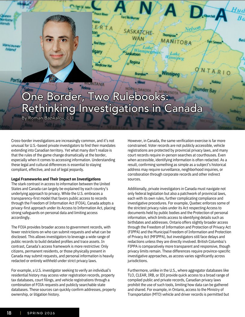 LEGAL_NALI's tweet photo. One Border, Two Rulebooks:
Rethinking Investigations in Canada
By: Roman Bazikalov, CLI

Read full article here: https://t.co/CMnBUpWJFd https://t.co/uXTnUAqtZy
