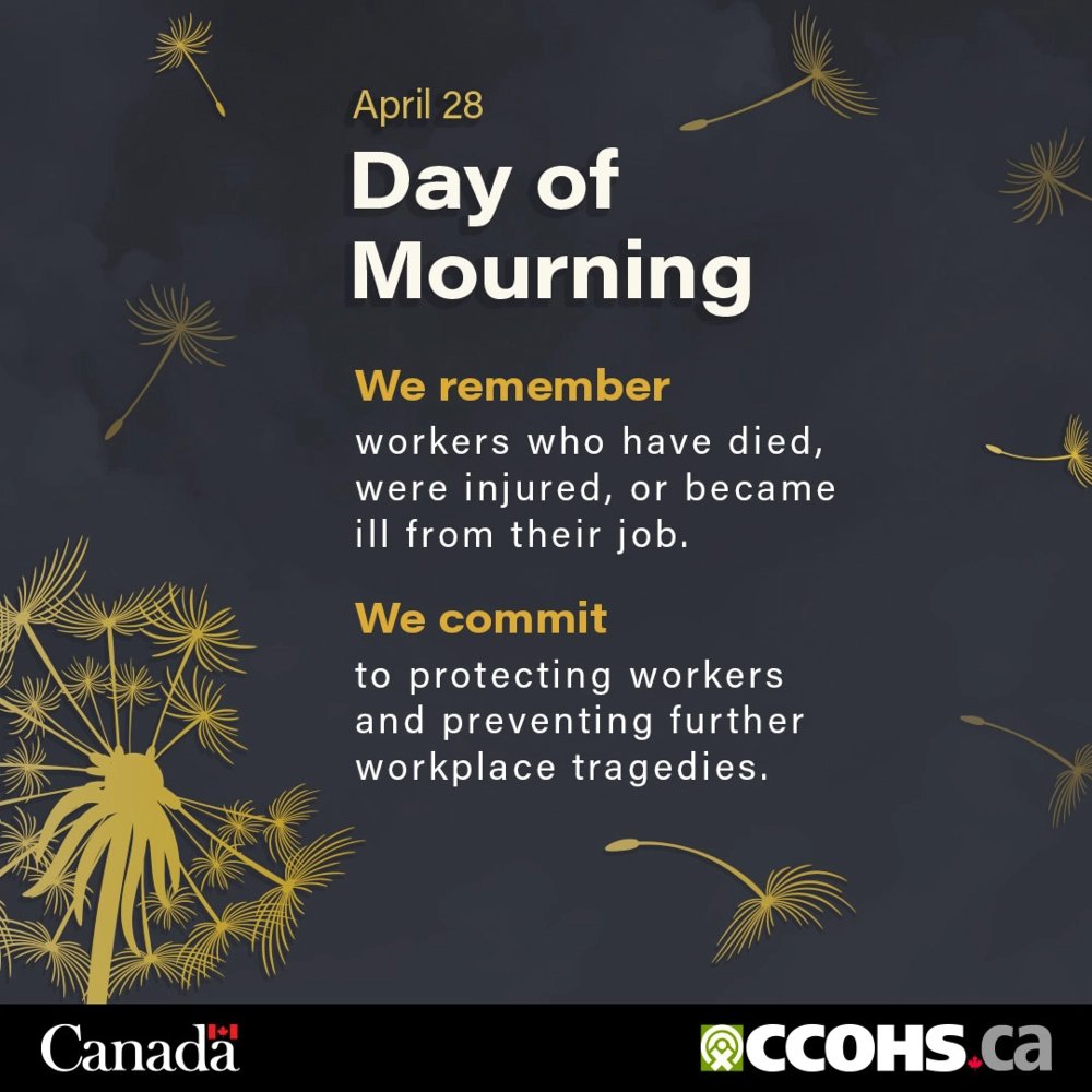 CSAM_Manitoba's tweet image. Today, we remember workers who lost their lives, were injured, or made ill on the job. Every story is a reminder: safety must come first. We remain committed to safer worksites across Manitoba.

#dayofmourning #workplacesafety #safetymatters #neverforget