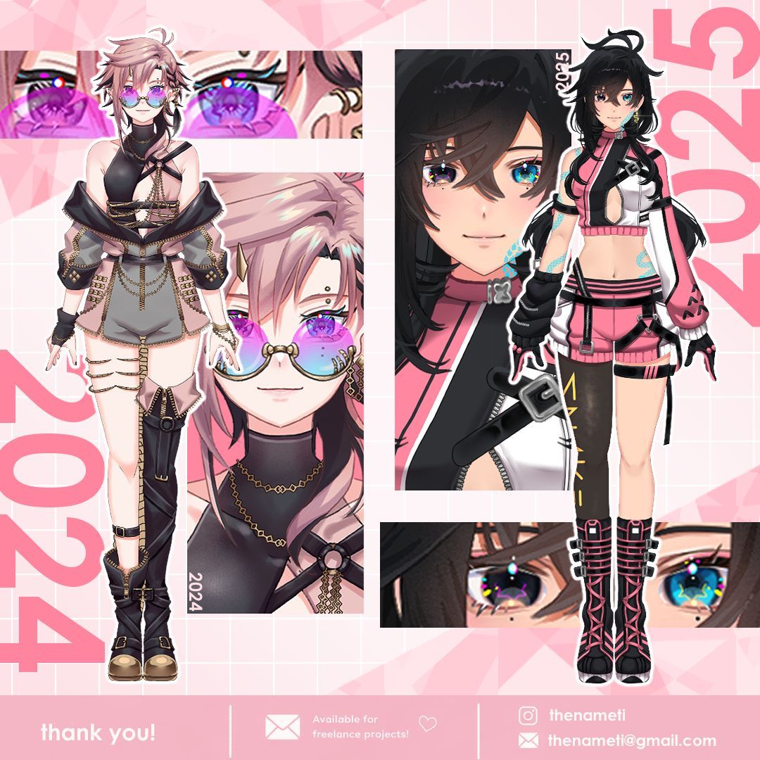 thenameti's tweet image. 🔥 VTUBER MODEL COMPARISON: 2024 vs 2025! 

I honestly didn’t expect this much progress in just one year😭
Which one do you like better? 
I’ll be releasing this model for sale soon—stay tuned! 

♡ + RT appreciated!💕
#VtuberModel #VtuberID #CommissionOpen #VtuberArt