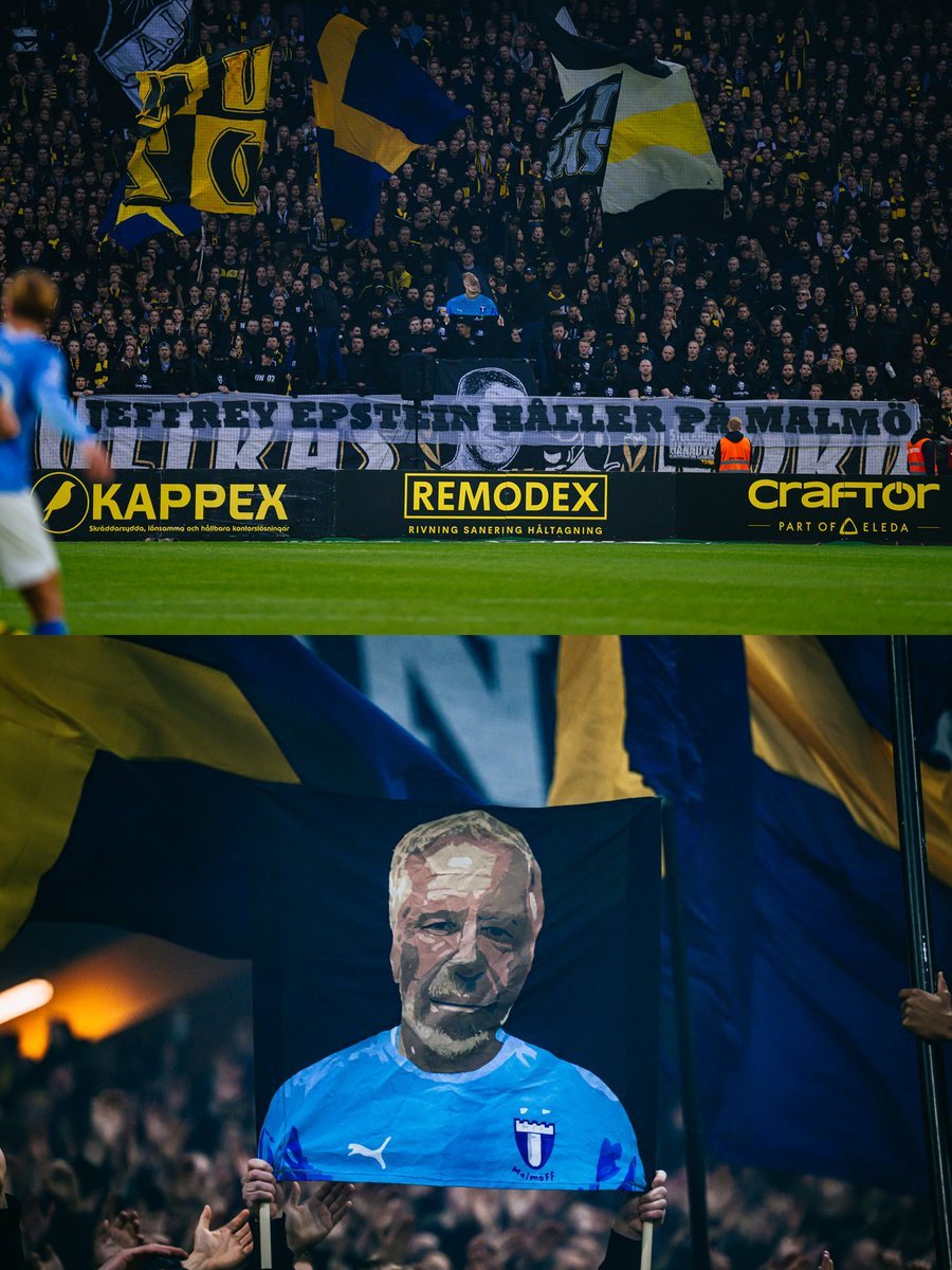 ultras_antifaa's tweet image. #Sweden — In the match between AIK and Malmö, AIK ultras displayed banners linking Malmö with Epstein. 

Epstein has become a figure referenced around the world to humiliate the opposing side, yet his close friends continue to govern the United States.