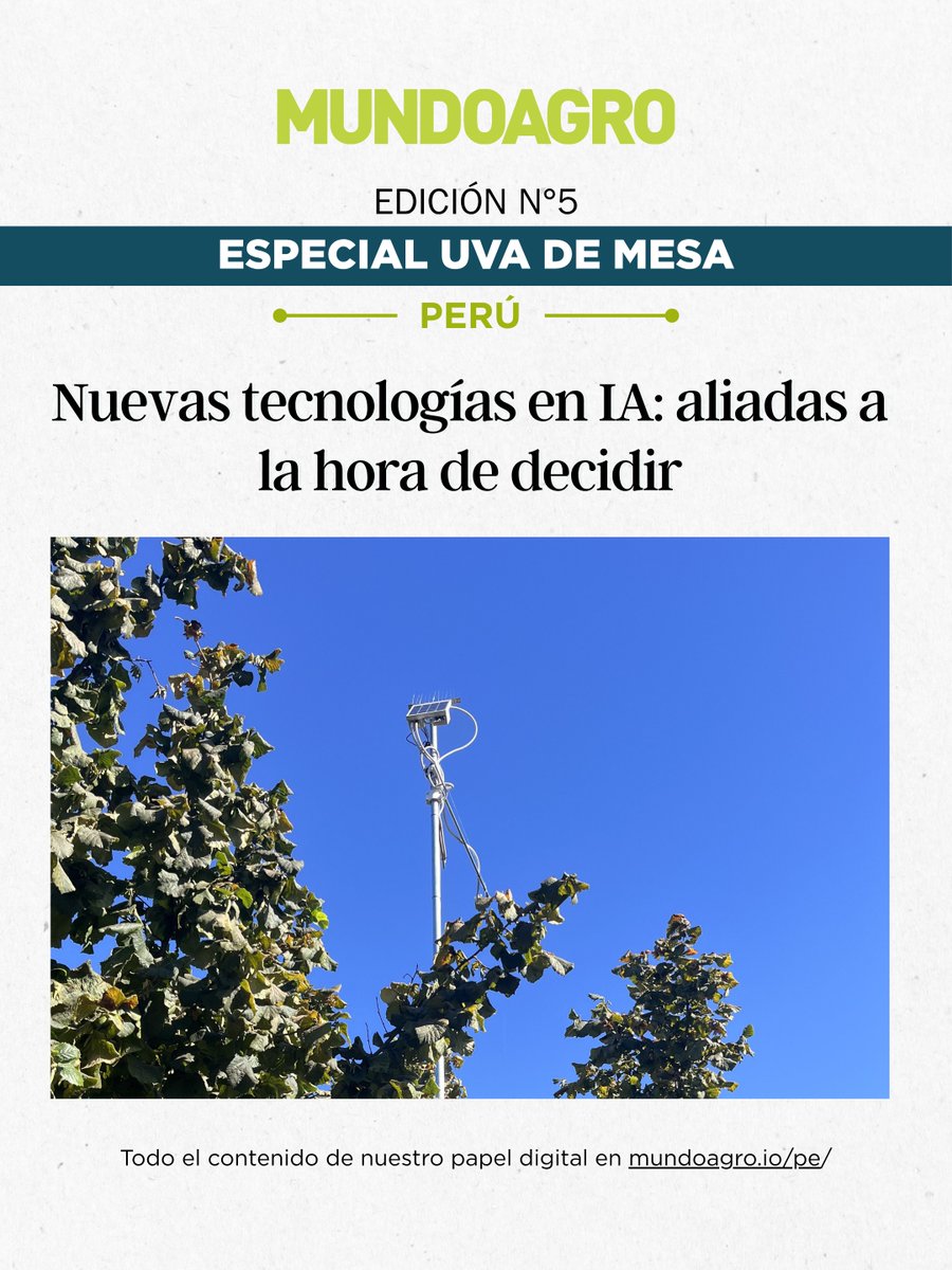mundoagrochile's tweet image. 🔍Nuevas tecnologías en IA: Aliadas a la hora de decidir /PhD Carlos Poblete-Echeverría —Profesor Asociado en Viticultura Avanzada y Gestión Hídrica.

 mundoagro.io/pe/nuevas-tecn…

#Mundoagro #IA #Agtech #AgriculturaDigital #InnovaciónAgrícola #IAenelCampo