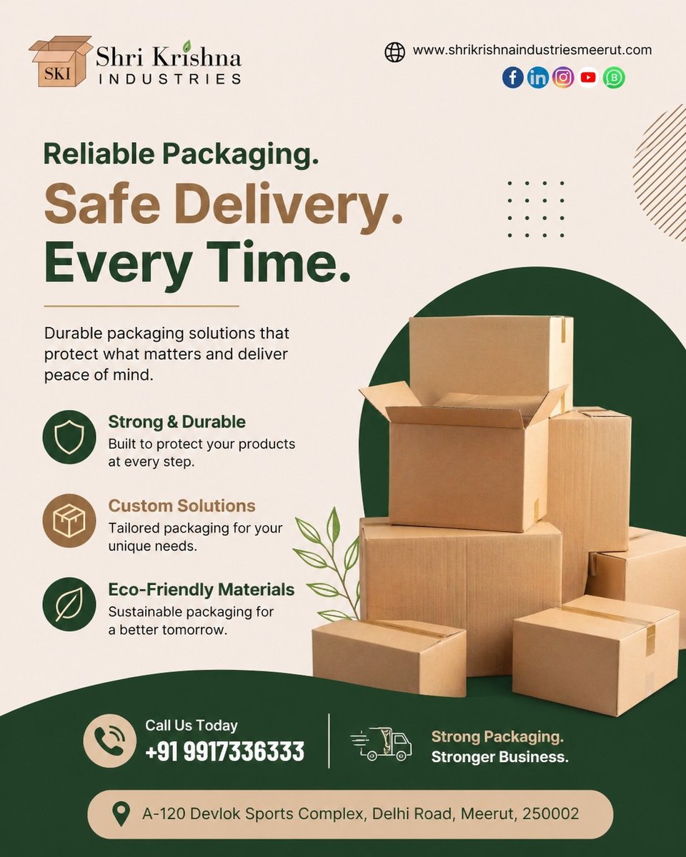 shri_kri573103's tweet image. Shri Krishna Industry is a trusted corrugated box manufacturer, delivering strong, durable, and customized packaging solutions to protect your products and support your business growth.
.
.
.
.
#CorrugatedBoxes #PackagingSolutions #EcoFriendlyPackaging #SustainableShipping