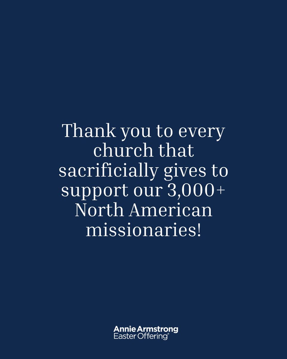 NAMB_SBC's tweet photo. Across North America, local churches are doing more than just meeting goals—they are exceeding them to ensure the gospel reaches every neighborhood! 🙌 🎉

From Tennessee to Virginia to Texas, these congregations are the fuel behind our 3,000+ missionaries on the field. 

When your church gives to the #AnnieArmstrong Easter Offering, 100% of your gift goes directly to the field to support church planting and compassion ministry. ⛪️