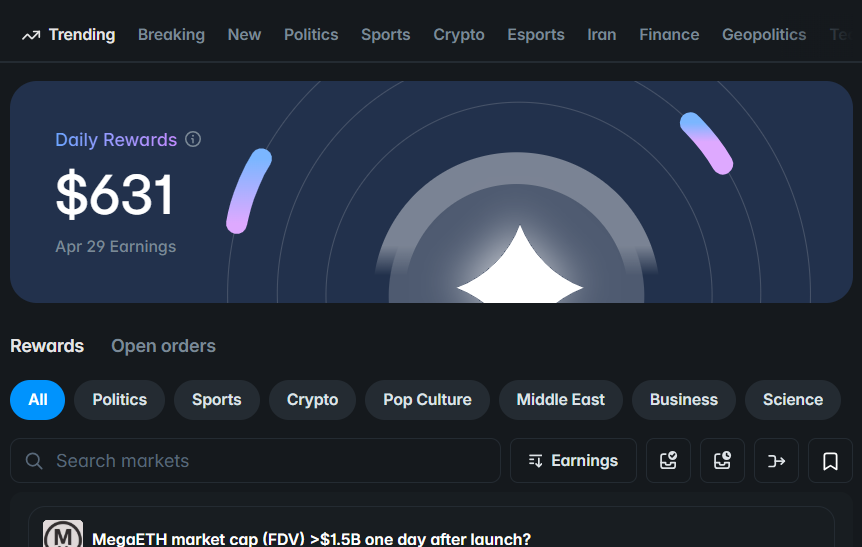 CryptoMoonday's tweet photo. Polymarket just did a huge update and liquidity rewards got boosted.

Farmed $631 in 1.5 hours. Is this good? https://t.co/LOjpuSqtTK